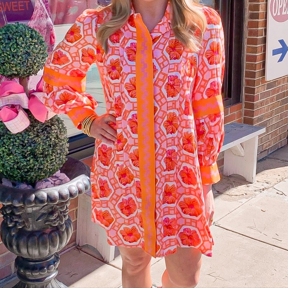 EMILY MCCARTHY DELANY DRESS FLORAL CROCHET CREAMSICLE ORNG SOLD OUT SIZE XL RARE - Picture 9 of 14